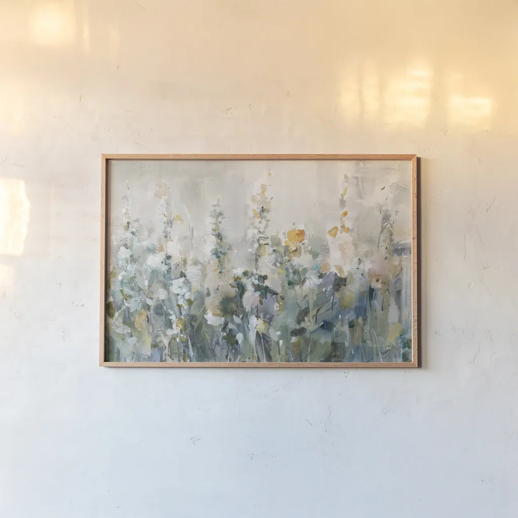 Rustic Garden Neutral by Danhui Nai. shown as a paper print in a natural frame. Available as a archival giclee rolled canvas, fine art paper, or poster print. SKU 77366i.