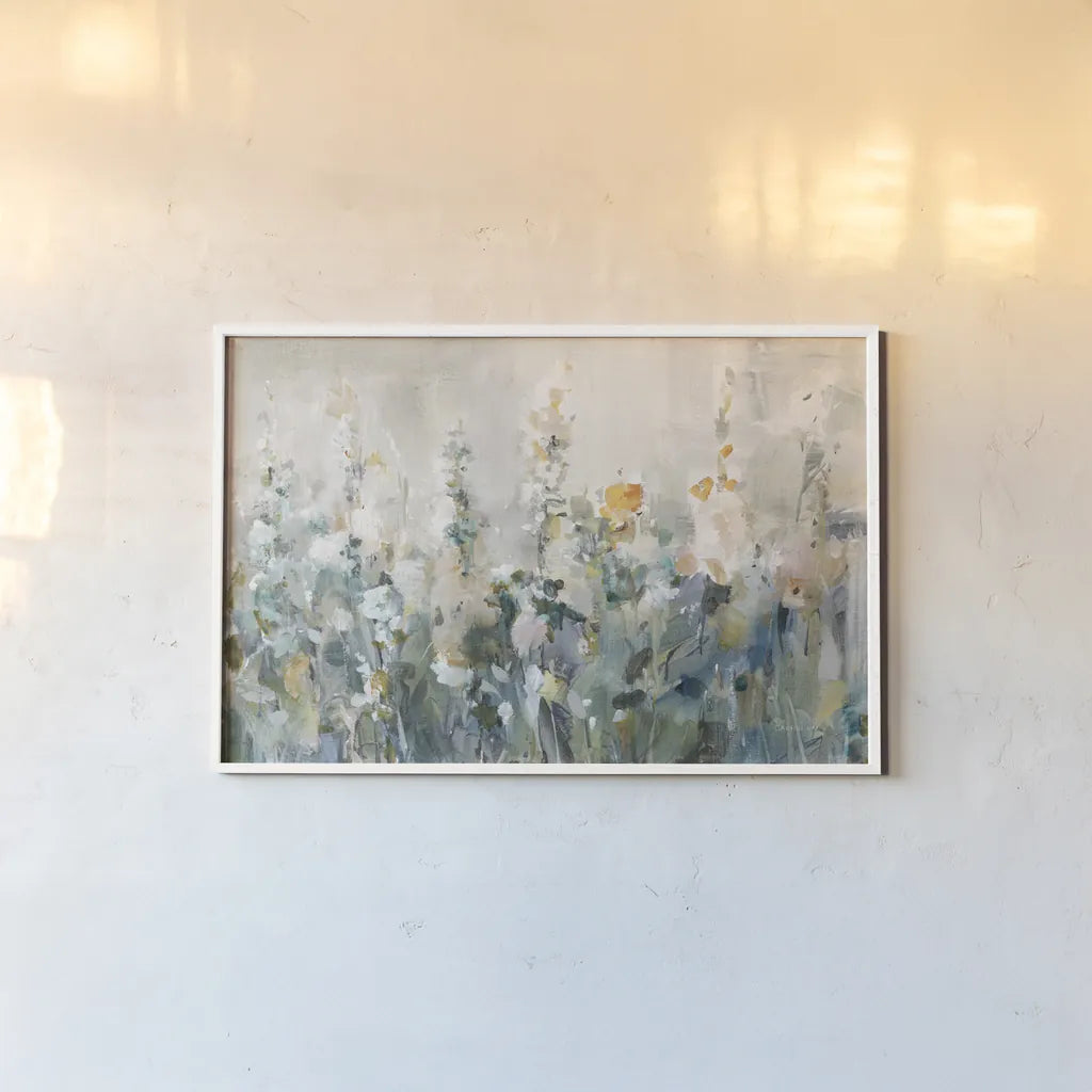 Rustic Garden Neutral by Danhui Nai. shown as a paper print in a white frame. Available as a archival giclee rolled canvas, fine art paper, or poster print. SKU 77366i.