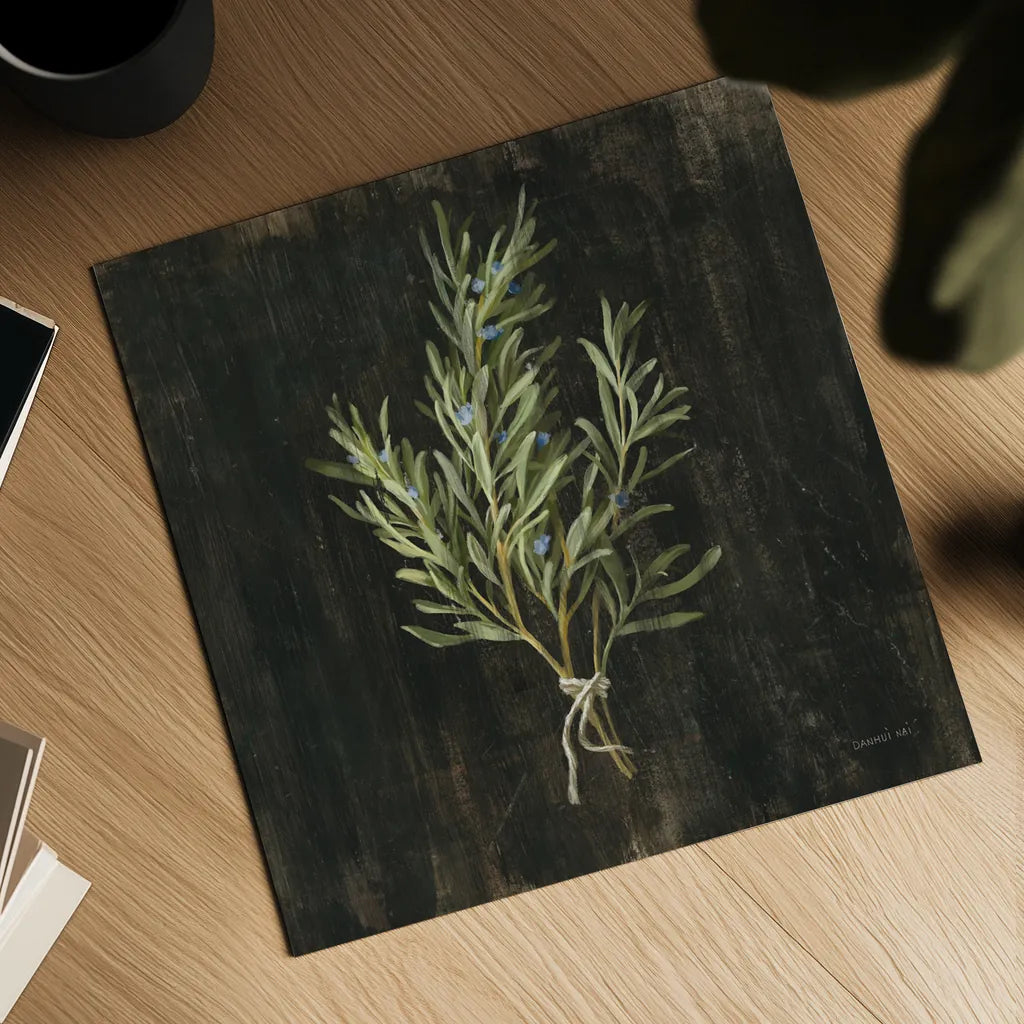 Rustic Herbs II by Danhui Nai. Shown as a detailed flat fine art print, highlighting archival giclee quality. Available as an archival giclee rolled canvas, fine art paper, or poster print. SKU 100644a.