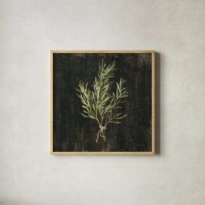 Rustic Herbs II by Danhui Nai. Shown in a natural wood glass frame for a timeless modern aesthetic. Available as an archival giclee rolled canvas, fine art paper, or poster print. SKU 100644a.
