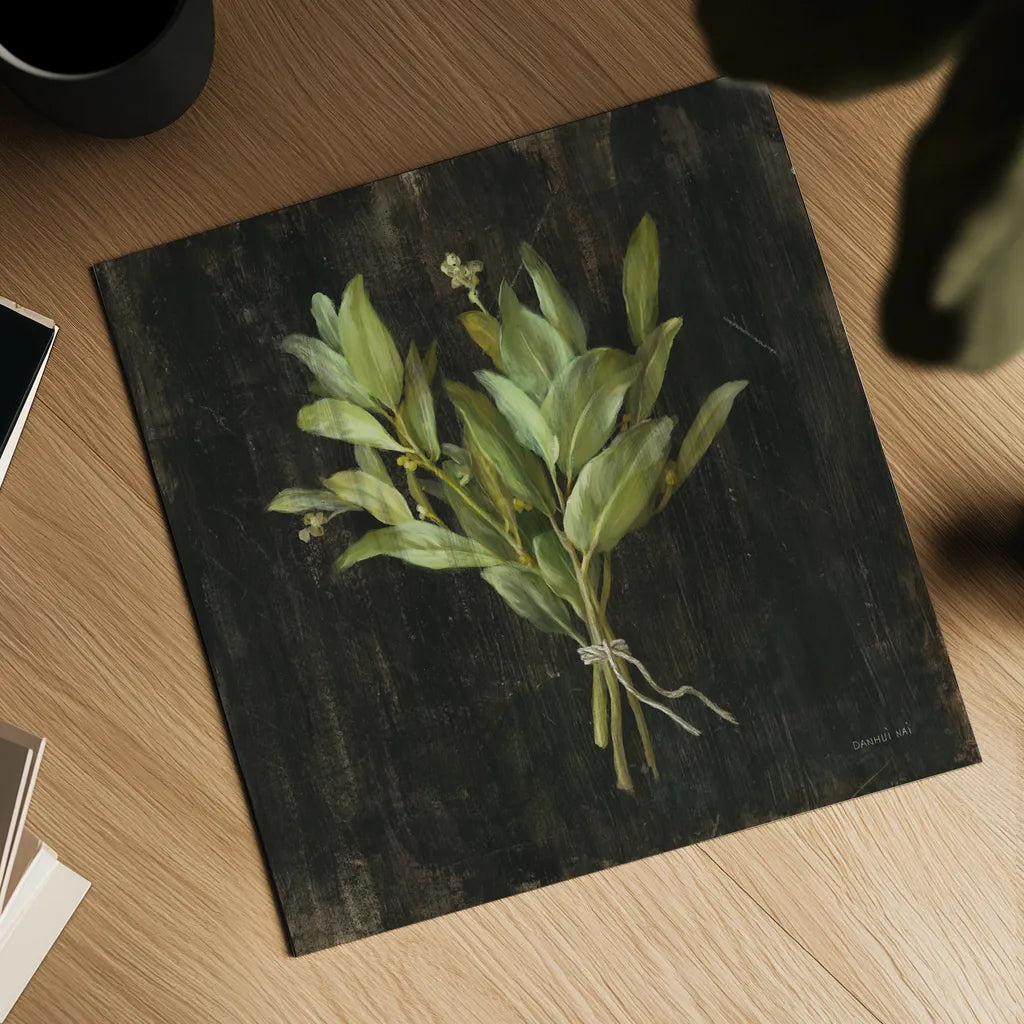 Rustic Herbs IV by Danhui Nai. Shown as a detailed flat fine art print, highlighting archival giclee quality. Available as an archival giclee rolled canvas, fine art paper, or poster print. SKU 100646a.