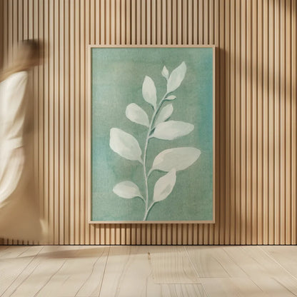 Sage Leaves I by Danhui Nai. shown as over sized large wall art. Available as an archival giclee rolled canvas, fine art paper, or poster print. SKU 64840h.