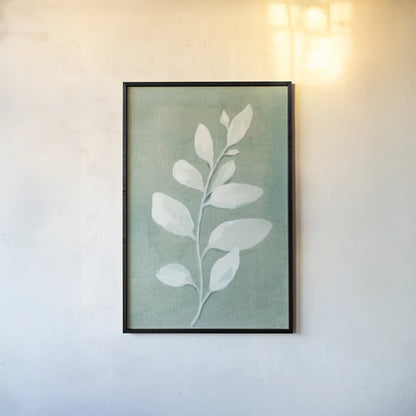Sage Leaves I by Danhui Nai. shown as a paper print in a black flame. Available as a archival giclee rolled canvas, fine art paper, or poster print. SKU 64840h.