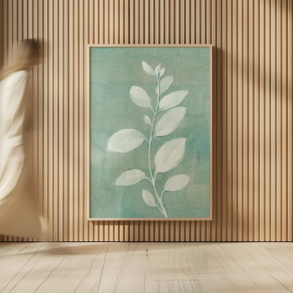 Sage Leaves II by Danhui Nai. shown as over sized large wall art. Available as an archival giclee rolled canvas, fine art paper, or poster print. SKU 64841h.