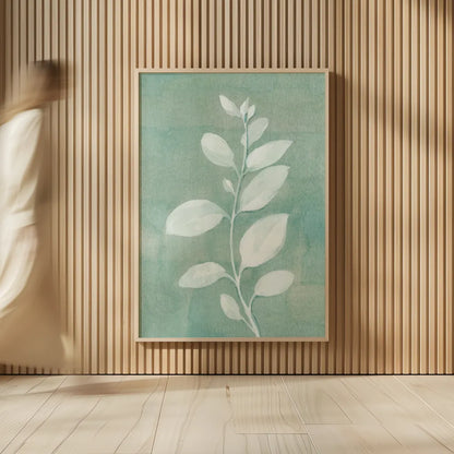 Sage Leaves II by Danhui Nai. shown as over sized large wall art. Available as an archival giclee rolled canvas, fine art paper, or poster print. SKU 64841h.