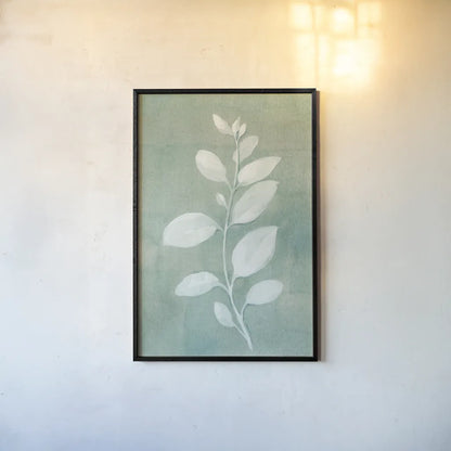 Sage Leaves II by Danhui Nai. shown as a paper print in a black flame. Available as a archival giclee rolled canvas, fine art paper, or poster print. SKU 64841h.