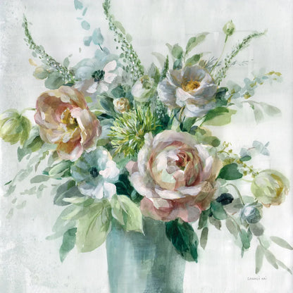 Sage and Peach Flowers I by Danhui Nai. SKU 89800a. Archival Giclee Fine art print for wall decor.