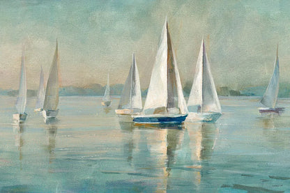 Sailboats at Sunrise Crop by Danhui Nai. SKU 18931i. Archival Giclee Fine art print for wall decor.