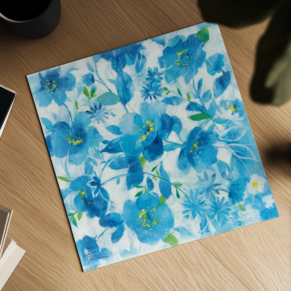 Scattered Floral by Danhui Nai. Shown as a detailed flat fine art print, highlighting archival giclee quality. Available as an archival giclee rolled canvas, fine art paper, or poster print. SKU 58214a.