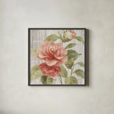 Scented Cottage Florals III Crop by Danhui Nai. Shown in a sleek black glass frame for a contemporary gallery look. Available as an archival giclee rolled canvas, fine art paper, or poster print. SKU 32065a.
