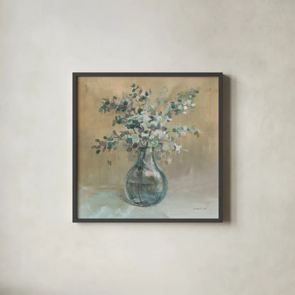Scented Cutting Neutral Sq by Danhui Nai. Shown in a sleek black glass frame for a contemporary gallery look. Available as an archival giclee rolled canvas, fine art paper, or poster print. SKU 83581a.