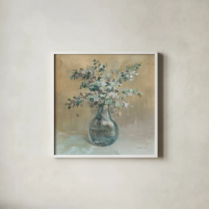 Scented Cutting Neutral Sq by Danhui Nai. Shown in a crisp white glass frame for a clean and minimalist style. Available as an archival giclee rolled canvas, fine art paper, or poster print. SKU 83581a.