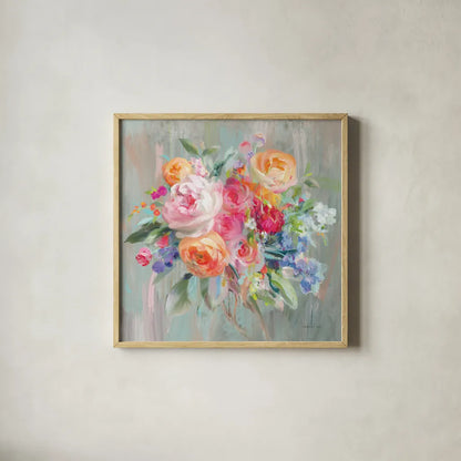 Scents of Summer II by Danhui Nai. Shown in a natural wood glass frame for a timeless modern aesthetic. Available as an archival giclee rolled canvas, fine art paper, or poster print. SKU 84452a.