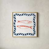 Sea Doodles I by Danhui Nai. Shown in a natural wood glass frame for a timeless modern aesthetic. Available as an archival giclee rolled canvas, fine art paper, or poster print. SKU 102627a.