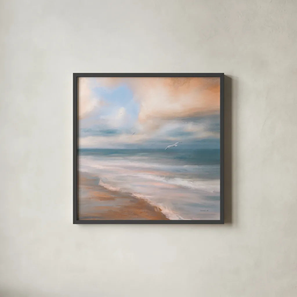 Sea Flight by Danhui Nai. Shown in a sleek black glass frame for a contemporary gallery look. Available as an archival giclee rolled canvas, fine art paper, or poster print. SKU 81359a.