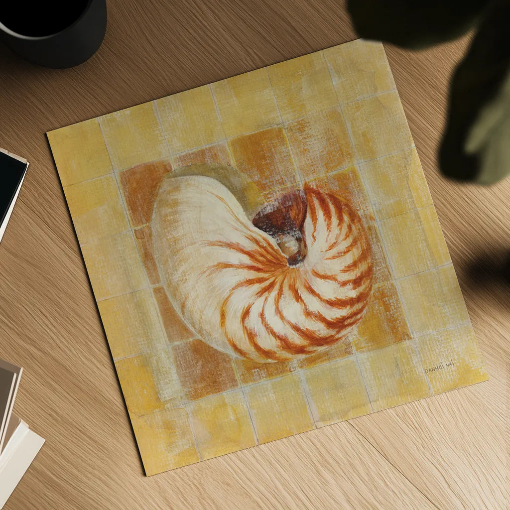 Seashell III by Danhui Nai. Shown as a detailed flat fine art print, highlighting archival giclee quality. Available as an archival giclee rolled canvas, fine art paper, or poster print. SKU 5425a.