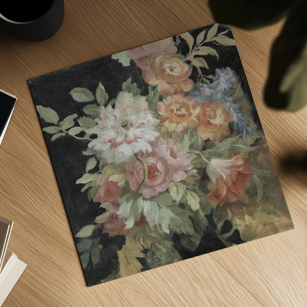 Seaside Garden I Black by Danhui Nai. Shown as a detailed flat fine art print, highlighting archival giclee quality. Available as an archival giclee rolled canvas, fine art paper, or poster print. SKU 17695a.