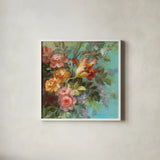 Seaside Garden II by Danhui Nai. Shown in a crisp white glass frame for a clean and minimalist style. Available as an archival giclee rolled canvas, fine art paper, or poster print. SKU 6002a.
