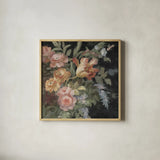 Seaside Garden II Black by Danhui Nai. Shown in a natural wood glass frame for a timeless modern aesthetic. Available as an archival giclee rolled canvas, fine art paper, or poster print. SKU 17696a.