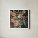 Seaside Garden II Black by Danhui Nai. Shown in a crisp white glass frame for a clean and minimalist style. Available as an archival giclee rolled canvas, fine art paper, or poster print. SKU 17696a.