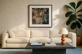 Seaside Garden II Black by Danhui Nai. Displayed in a glass frame with matte in a clean modern living room. Available as an archival giclee rolled canvas, fine art paper, or poster print. SKU 17696a.