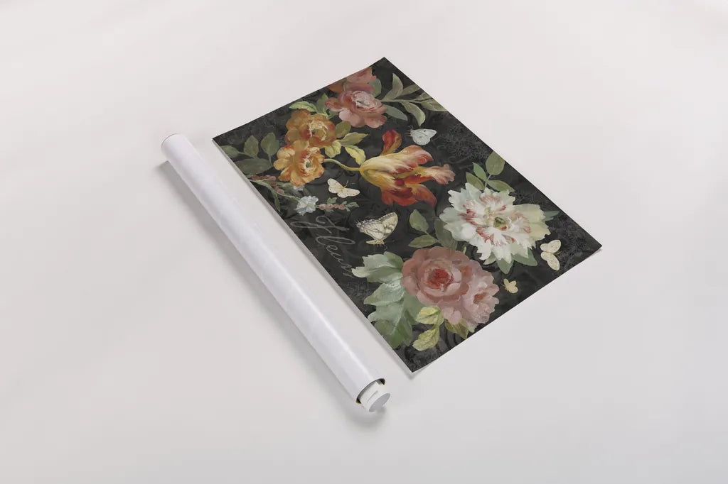 Seaside Garden III Black by Danhui Nai. shown as a rolled paper print. Available as archival giclee rolled canvas, fine art paper, or poster print. SKU 93166i.