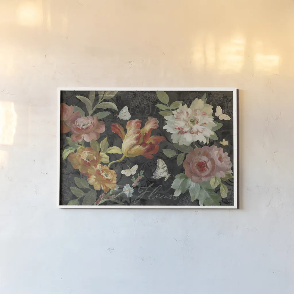 Seaside Garden III Black by Danhui Nai. shown as a paper print in a white frame. Available as a archival giclee rolled canvas, fine art paper, or poster print. SKU 93166i.