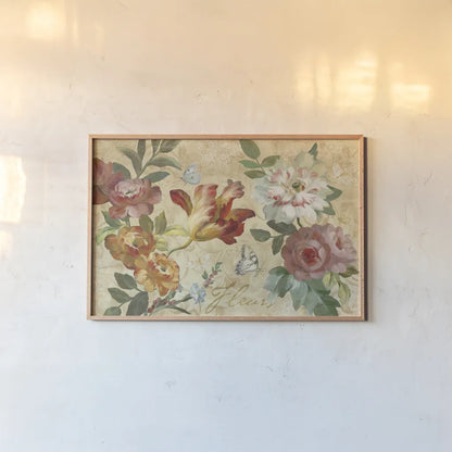 Seaside Garden III Ivory by Danhui Nai. shown as a paper print in a natural frame. Available as a archival giclee rolled canvas, fine art paper, or poster print. SKU 93167i.