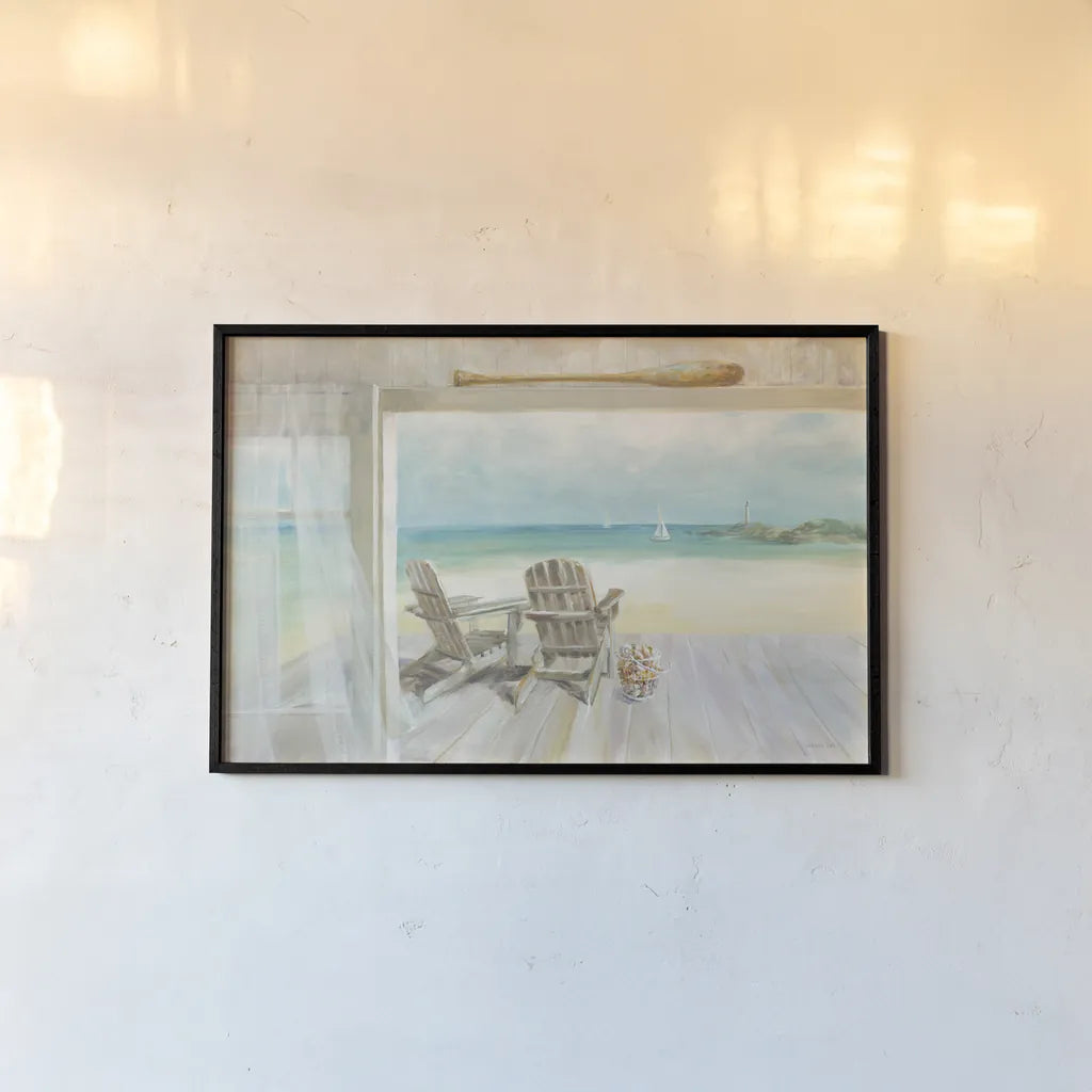 Seaside Morning by Danhui Nai. shown as a paper print in a black flame. Available as a archival giclee rolled canvas, fine art paper, or poster print. SKU 22658i.