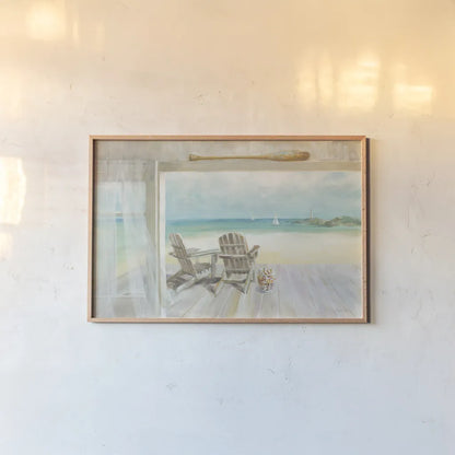 Seaside Morning by Danhui Nai. shown as a paper print in a natural frame. Available as a archival giclee rolled canvas, fine art paper, or poster print. SKU 22658i.
