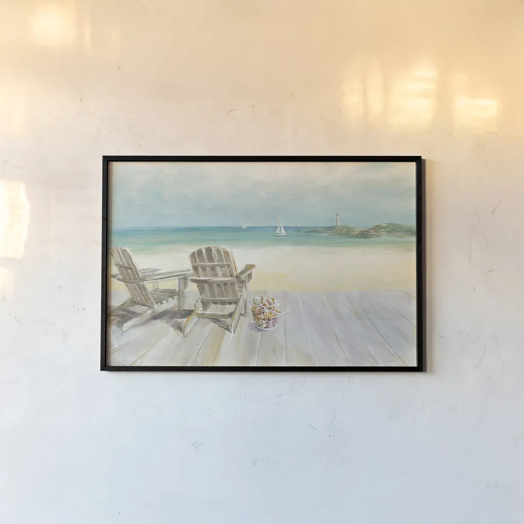 Seaside Morning no Window by Danhui Nai. shown as a paper print in a black flame. Available as a archival giclee rolled canvas, fine art paper, or poster print. SKU 22708i.