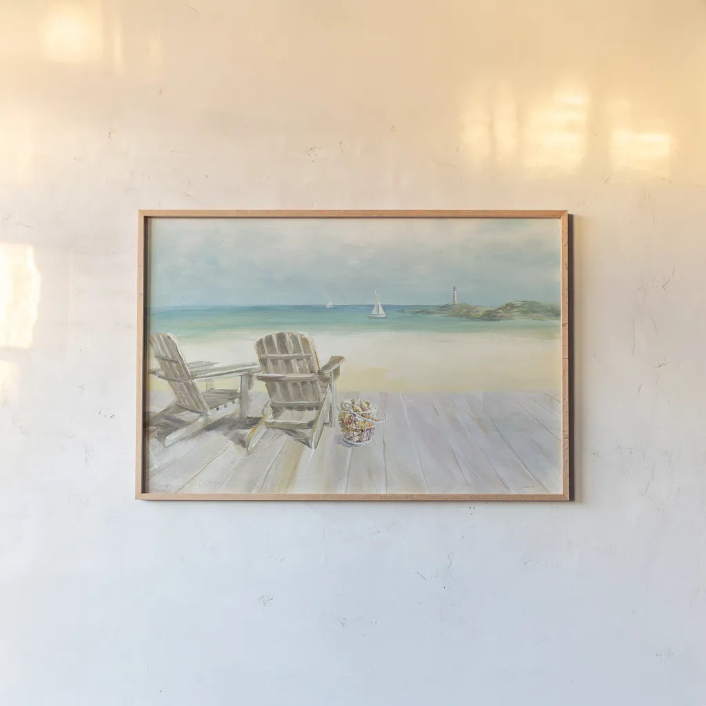 Seaside Morning no Window by Danhui Nai. shown as a paper print in a natural frame. Available as a archival giclee rolled canvas, fine art paper, or poster print. SKU 22708i.