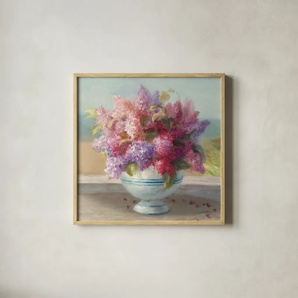 Seaside Spring Crop II by Danhui Nai. Shown in a natural wood glass frame for a timeless modern aesthetic. Available as an archival giclee rolled canvas, fine art paper, or poster print. SKU 30770a.
