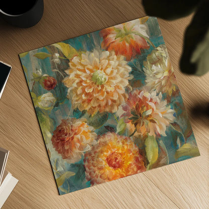 Secret Garden II Cream by Danhui Nai. Shown as a detailed flat fine art print, highlighting archival giclee quality. Available as an archival giclee rolled canvas, fine art paper, or poster print. SKU 18001a.