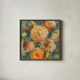 Secret Garden II Cream by Danhui Nai. Shown in a sleek black glass frame for a contemporary gallery look. Available as an archival giclee rolled canvas, fine art paper, or poster print. SKU 18001a.