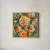 Secret Garden II Cream by Danhui Nai. Shown in a natural wood glass frame for a timeless modern aesthetic. Available as an archival giclee rolled canvas, fine art paper, or poster print. SKU 18001a.