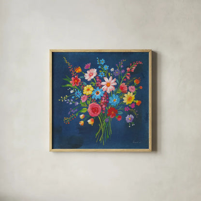Selection of Wildflowers by Danhui Nai. Shown in a natural wood glass frame for a timeless modern aesthetic. Available as an archival giclee rolled canvas, fine art paper, or poster print. SKU 67708a.