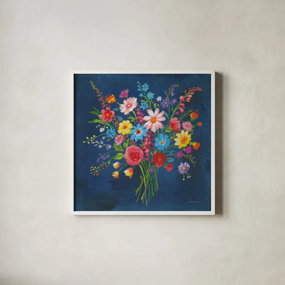 Selection of Wildflowers by Danhui Nai. Shown in a crisp white glass frame for a clean and minimalist style. Available as an archival giclee rolled canvas, fine art paper, or poster print. SKU 67708a.