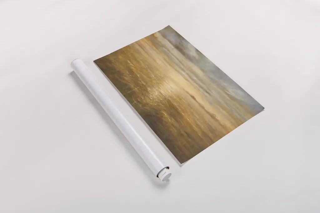 Serene Sea I Gold by Danhui Nai. shown as a rolled paper print. Available as archival giclee rolled canvas, fine art paper, or poster print. SKU 93186i.