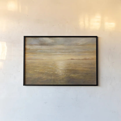 Serene Sea I Gold by Danhui Nai. shown as a paper print in a black flame. Available as a archival giclee rolled canvas, fine art paper, or poster print. SKU 93186i.