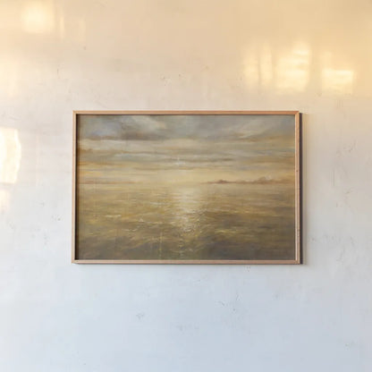 Serene Sea I Gold by Danhui Nai. shown as a paper print in a natural frame. Available as a archival giclee rolled canvas, fine art paper, or poster print. SKU 93186i.