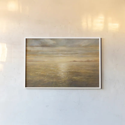 Serene Sea I Gold by Danhui Nai. shown as a paper print in a white frame. Available as a archival giclee rolled canvas, fine art paper, or poster print. SKU 93186i.