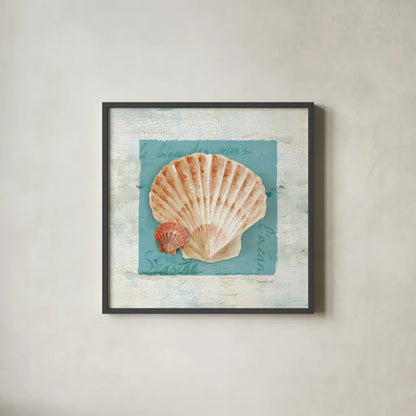 Shades of Blue I by Danhui Nai. Shown in a sleek black glass frame for a contemporary gallery look. Available as an archival giclee rolled canvas, fine art paper, or poster print. SKU 4940a.