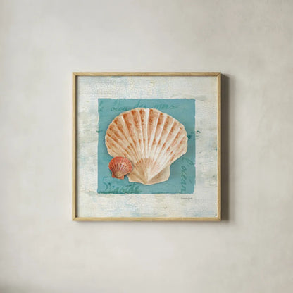 Shades of Blue I by Danhui Nai. Shown in a natural wood glass frame for a timeless modern aesthetic. Available as an archival giclee rolled canvas, fine art paper, or poster print. SKU 4940a.