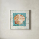 Shades of Blue I by Danhui Nai. Shown in a crisp white glass frame for a clean and minimalist style. Available as an archival giclee rolled canvas, fine art paper, or poster print. SKU 4940a.