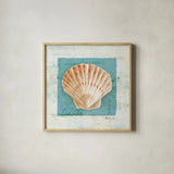 Shades of Blue I v2 by Danhui Nai. Shown in a natural wood glass frame for a timeless modern aesthetic. Available as an archival giclee rolled canvas, fine art paper, or poster print. SKU 33912a.