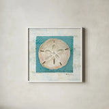Shades of Blue III by Danhui Nai. Shown in a crisp white glass frame for a clean and minimalist style. Available as an archival giclee rolled canvas, fine art paper, or poster print. SKU 4942a.