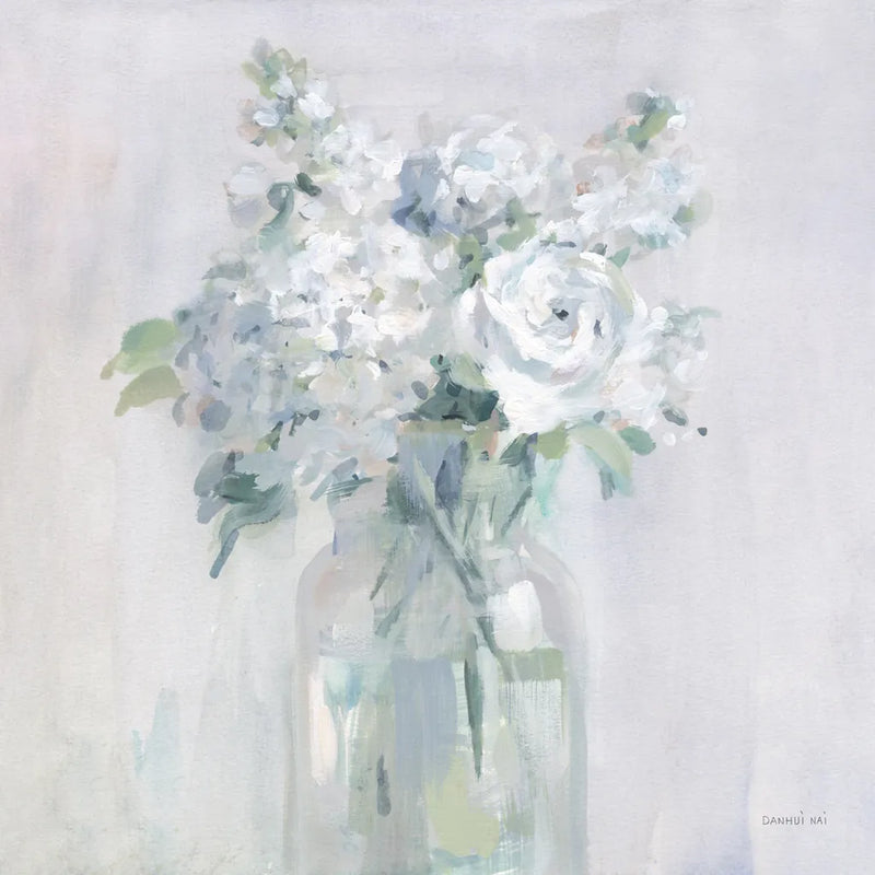 Shades of White Bouquet by Danhui Nai. SKU 83490a. Archival Giclee Fine art print for wall decor.