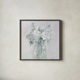 Shades of White Bouquet by Danhui Nai. Shown in a sleek black glass frame for a contemporary gallery look. Available as an archival giclee rolled canvas, fine art paper, or poster print. SKU 83490a.