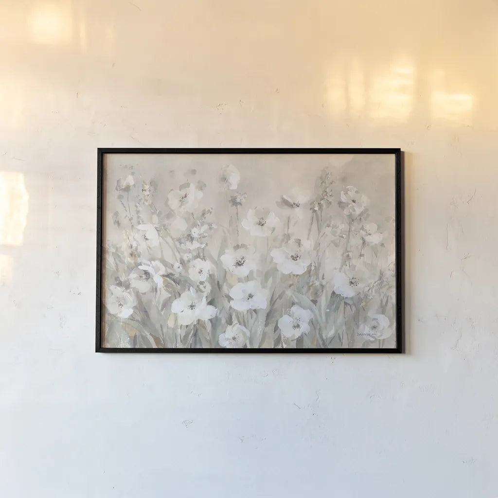 Shades of White Summer by Danhui Nai. shown as a paper print in a black flame. Available as a archival giclee rolled canvas, fine art paper, or poster print. SKU 83491i.